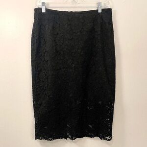 H&M Black Floral Lace Pencil Skirt – Size 12 (US)
